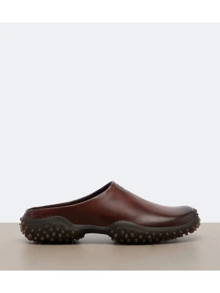 Papuci tip mules Miu Miu din piele maro