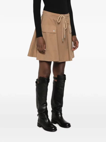 Fusta mini Moncler cu cordon maro