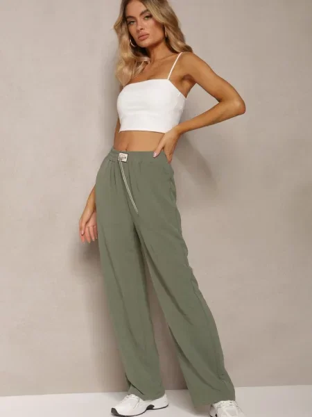 Pantaloni Închis Largi cu Lanț Ostaria verde