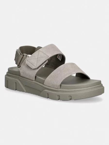 Timberland sandale pentru femei din piele întoarsă Greyfield Sandal Backstrap gri