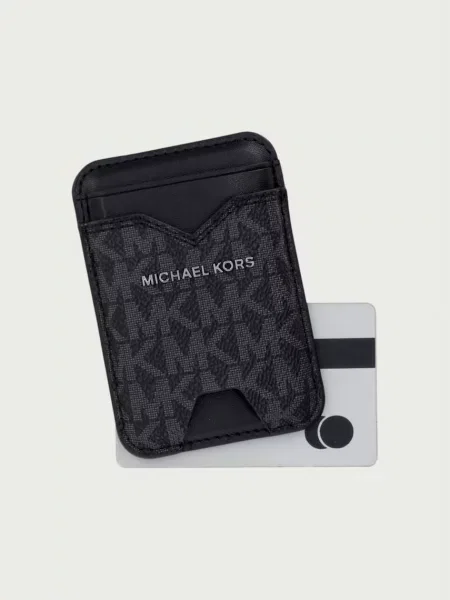 Michael Kors etui na karty z imitacji skóry HUDSON czarny