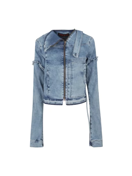 Kołnierzykowy udrapować kurtka jeansowa Ottolinger niebieska