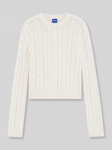 Kardigan rozpinany o kroju slim fit z mieszanki bawełny model Sbradina_B' Hugo Blue biały