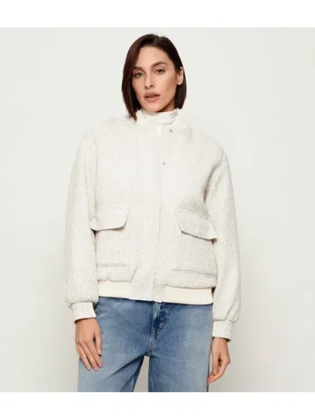 Geacă bomber Guess din tweed bej