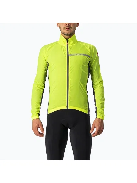 Мъжко яке за колоездене Castelli Squadra Stretch electric lime/dark grey сиво