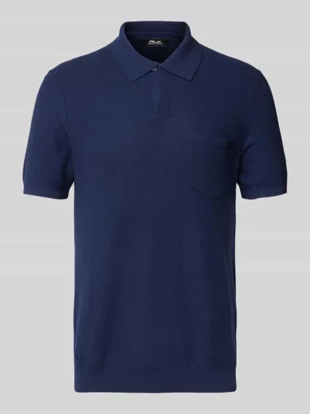 Koszulka polo o kroju slim fit z kołnierzykiem typu kent Polo Ralph Lauren granatowe