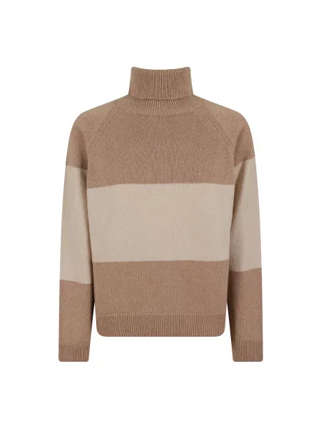 Lniany sweter z golfem Peserico beżowy