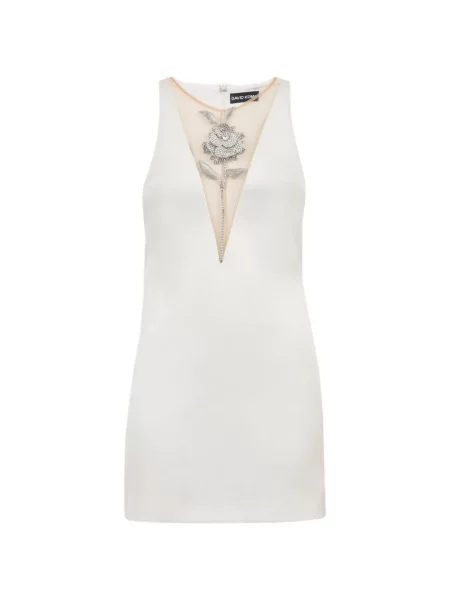 Sukienka mini David Koma z kryształkami biała