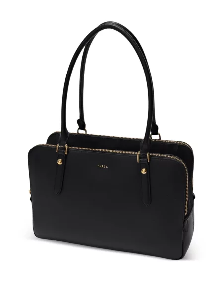 Кожена кожена чанта Furla черно