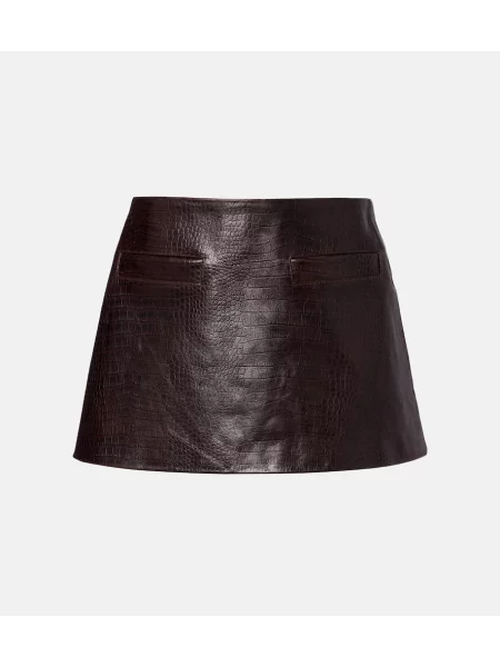 Fustă din piele The Frankie Shop maro