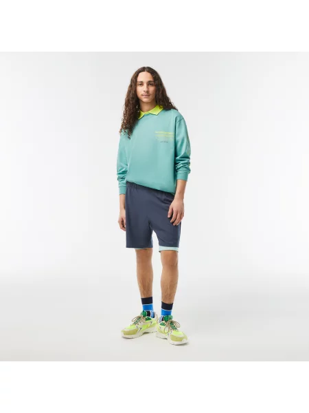 Lacoste T-Shirt Z Okrągłym Dekoltem Z Długim Rękawem Loose Fit zielony