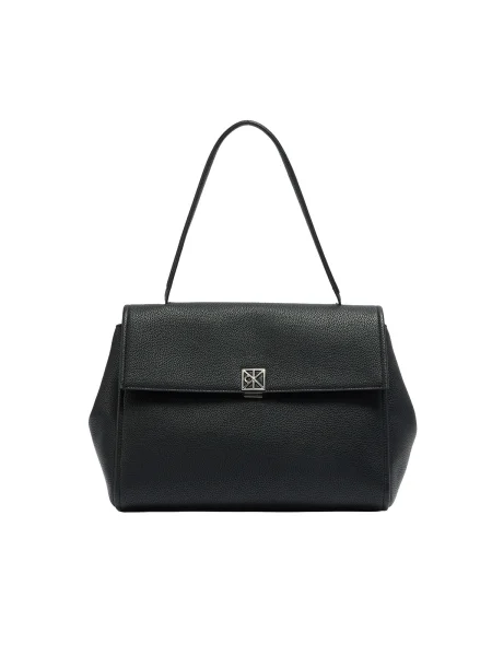 Calvin Klein Geantă Emblem Hw Pebble Satchel negru