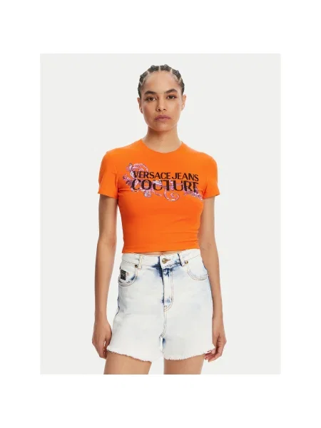 Versace Jeans Couture Póló Slim Fit narancssárga