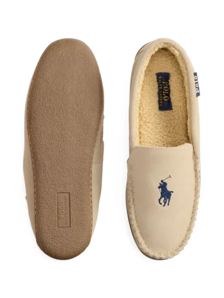 Matlasat papuci de casă Polo Ralph Lauren tricotate maro
