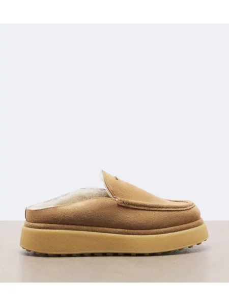 Papuci tip mules Tod's din piele de căprioară cu platformă bej
