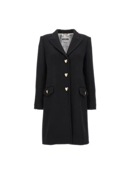 Płaszcz Moschino wełniany w serca czarny