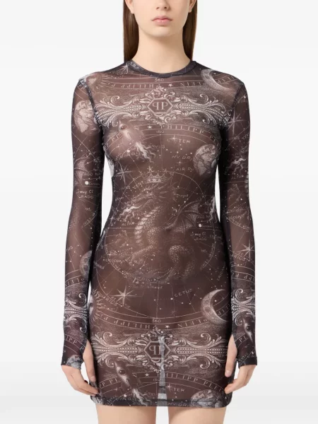 Rochie mini Philipp Plein din tul negru