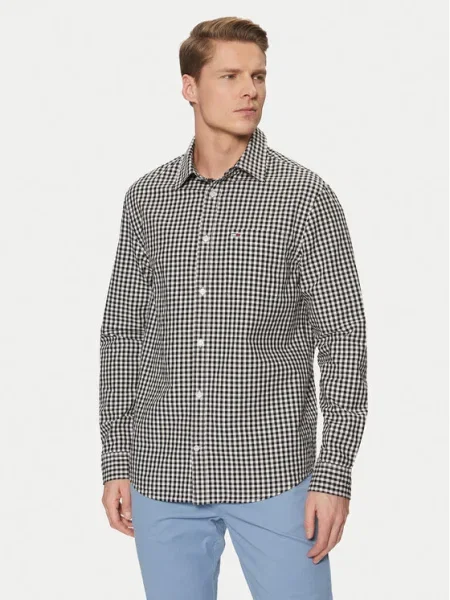 Tommy Jeans Риза Poplin Check черен