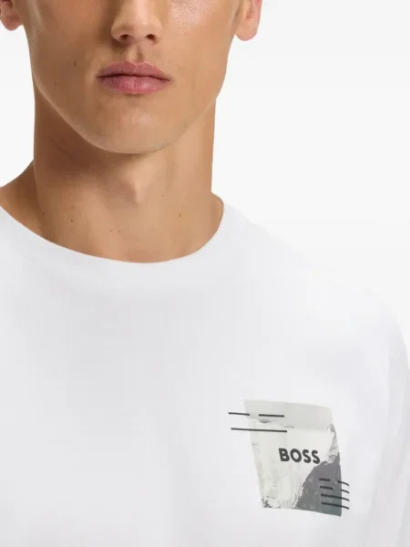 Tricou Boss cu imagine alb