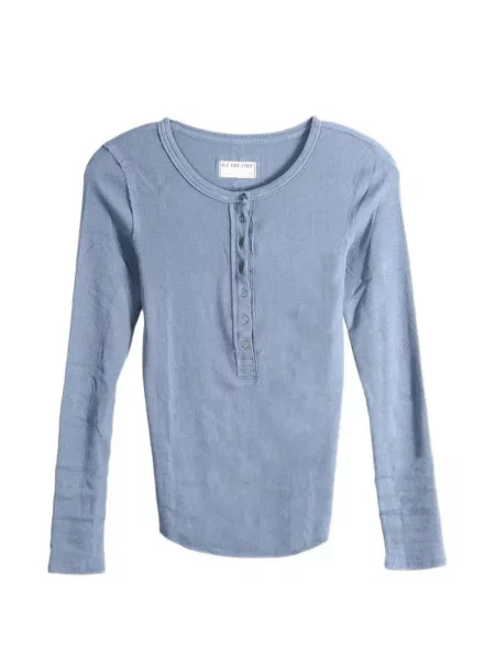Lung tricou Free People tricotate albastru