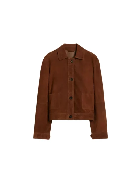 Kurtka skórzana Max Mara brązowa
