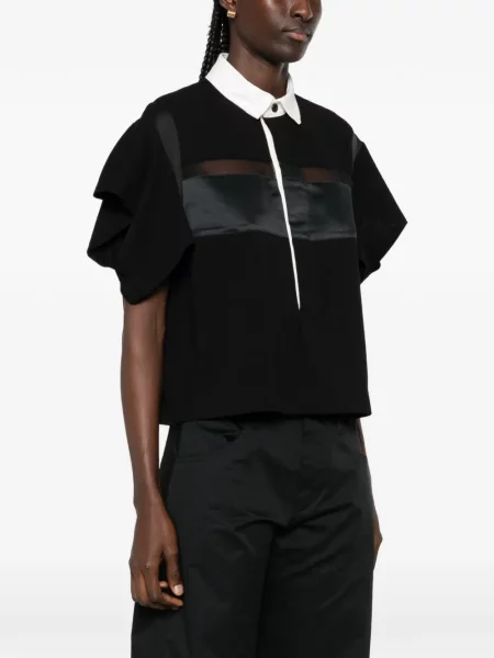 Top Sacai cu volane negru
