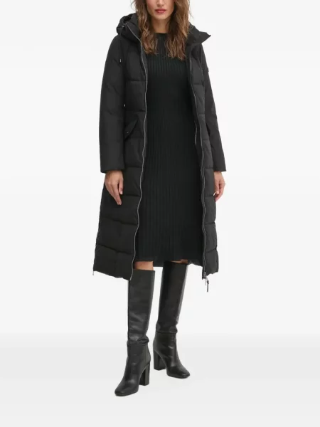 Cu centură palton Dkny cu glugă negru