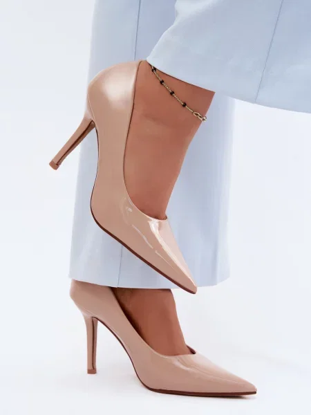 Pantofi cu toc Boto din piele clasici bej