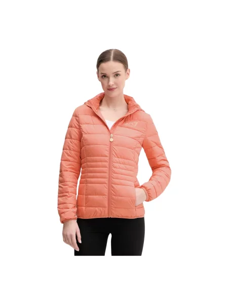 Lniana kurtka Emporio Armani Ea7 pomarańczowa