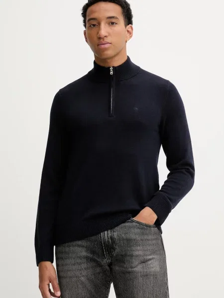 Pulover z dodatkom volne Abercrombie & Fitch mornarsko modra