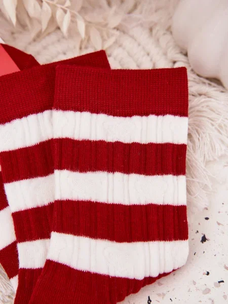 Nogavice Aura.via s črtami bela