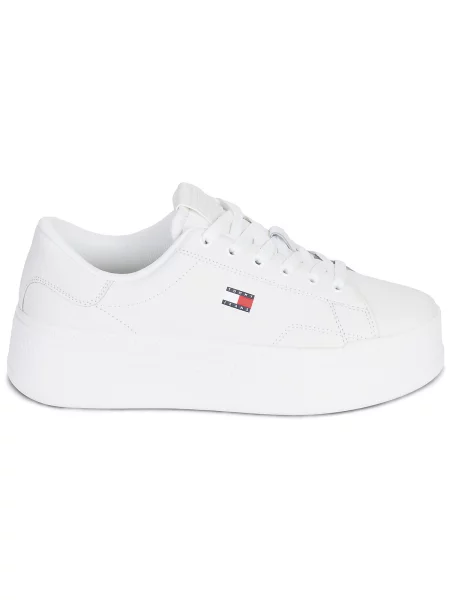 Džínsy Tommy Hilfiger na platforme s autogramom biela
