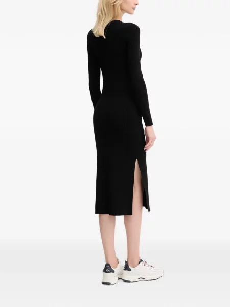 Midi haljina Lacoste s V-izrezom crna