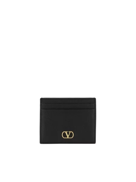 Lniany portfel Valentino Garavani czarny