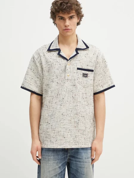 Тениска с яка Drôle de Monsieur Le Polo Drule Tweed бежово