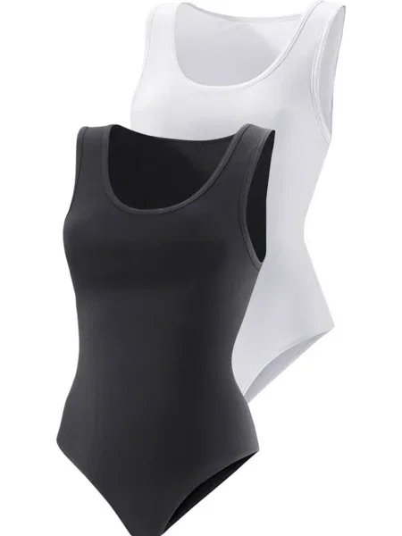 VIVANCE Bodi majica črna bela