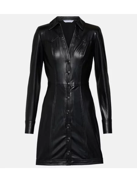 Sukienka koszulowa Veronica Beard skórzana garniturowa czarna