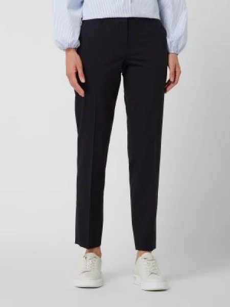 Spodnie materiałowe o kroju slim fit z mieszanki żywej wełny Windsor granatowe