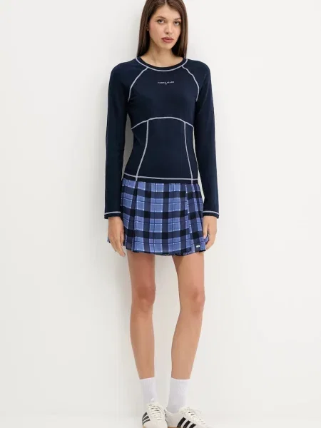 Tommy Jeans spódnica mini rozkloszowana granatowy