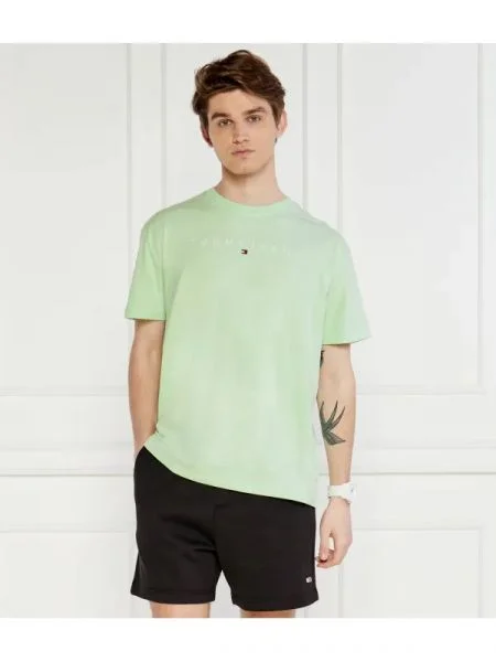 Tommy Jeans Tricou LINEAR LOGO verde