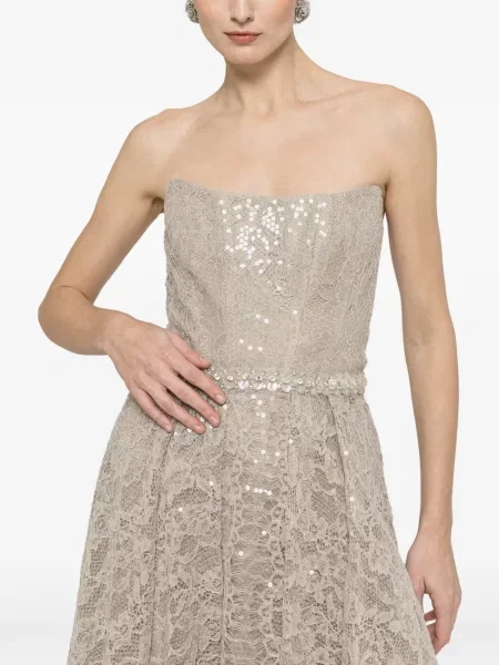 Rochie midi Nissa cu paiete din dantelă de costum
