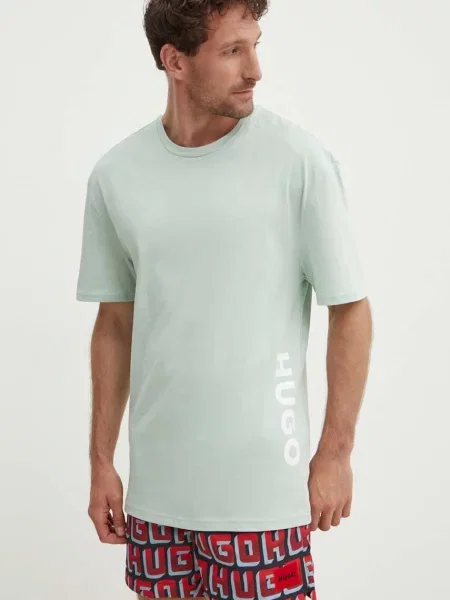 HUGO Plážové tričko T-SHIRT RN RELAXED zelené