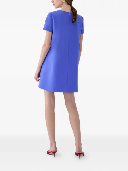 Siuvinėta gėlėta mini suknelė Carolina Herrera mėlyna
