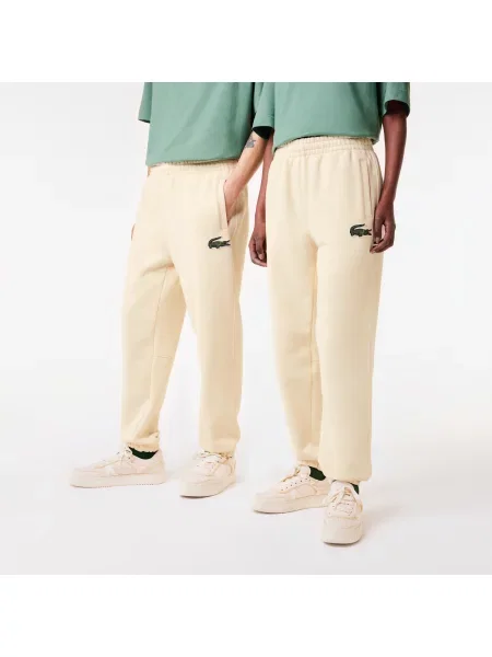 Lacoste Spodnie Dresowe Unisex Z Bawełny Organicznej Z Polaru beżowe
