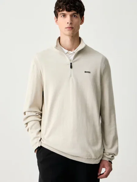 BOSS Green sweter KN_Ever-X QZ beżowy
