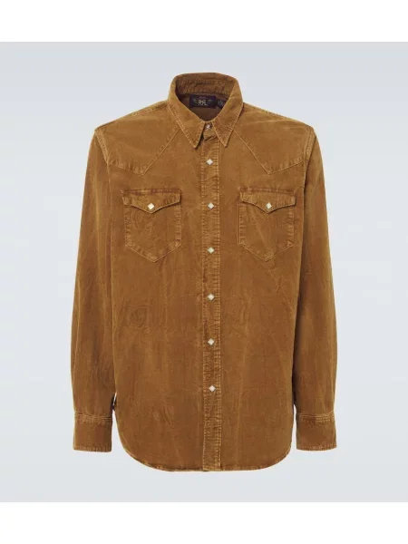 Риза Rrl от рипсено кадифе кафяво