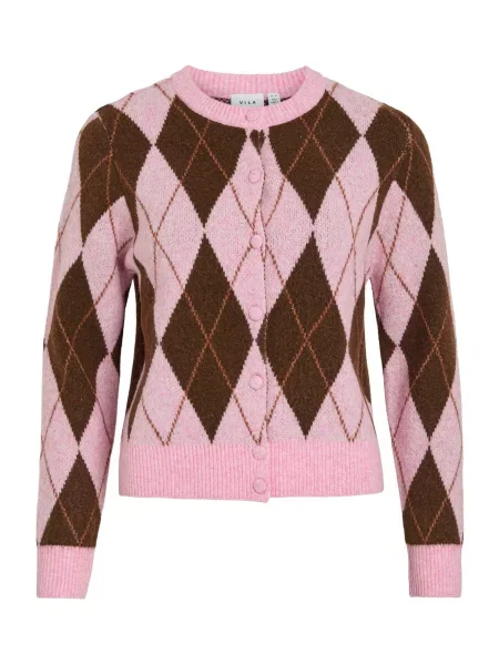 VILA Geacă tricotată VINORE maro / maro deschis roz