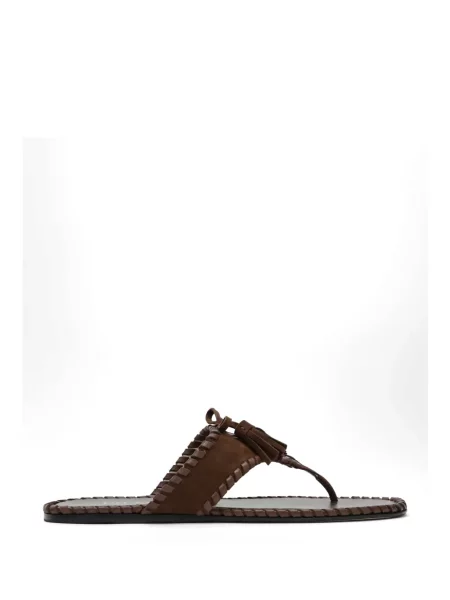 Sandale Prada din piele de căprioară fără toc maro
