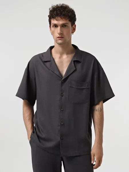 Сорочка IJ ij-sorochkaKR-linen-grafit-man графіт льон/віскоза