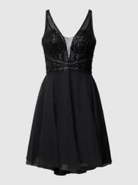 Sukienka koktajlowa z cekinowym obszyciem i obszyciem perełkami Hey Kyla czarna